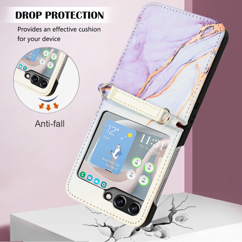 YB Pattern Printing Leather Series-5 for Samsung Galaxy Z Flip5 5G Phone Case Marble Pattern PU Leather Cover YB Pattern Printing Leather Series-5 for Samsung Galaxy Z Flip5 5G Phone Case Marble Pattern PU Leather Cover